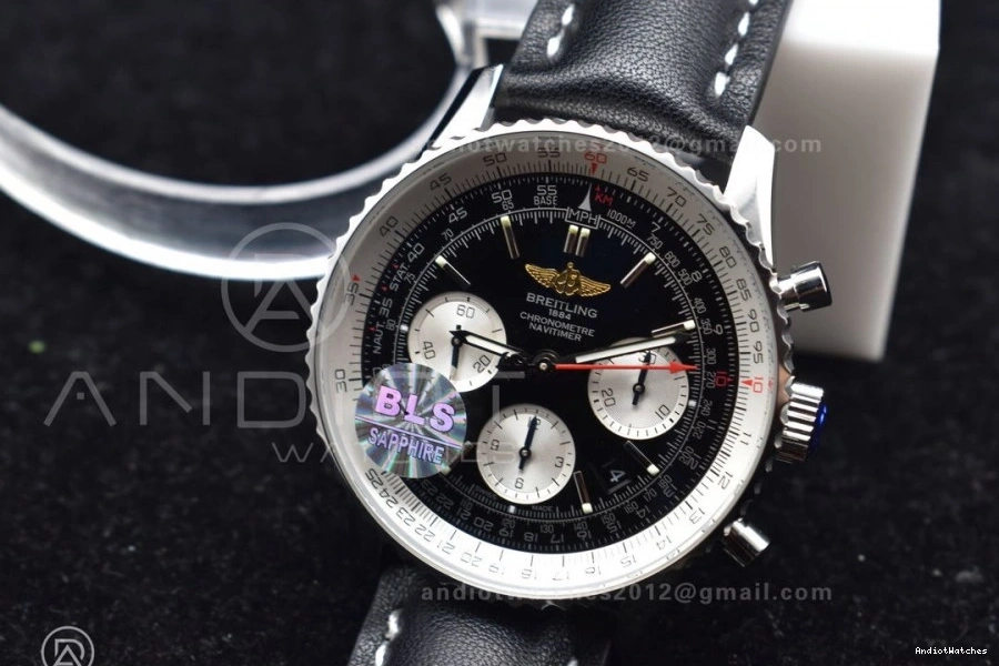 on Bracelet Navitimer 43mm BLS Black Edition 1 916 SS A Best Popular Dial Leather 1:1 0427